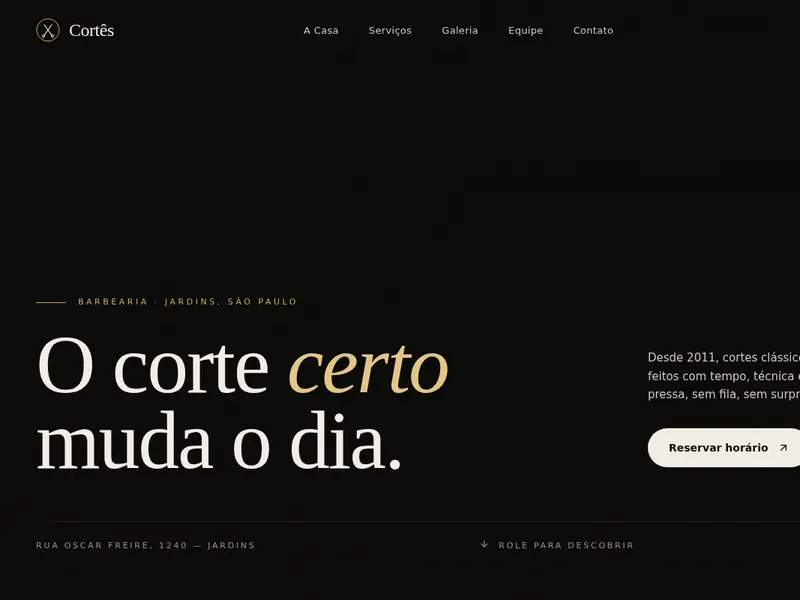 Prévia do site de demonstração: Barbearia