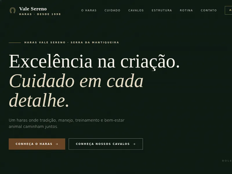 Prévia do site de demonstração: Haras Premium