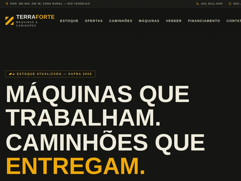 Prévia do site de demonstração: Máquinas e Caminhões